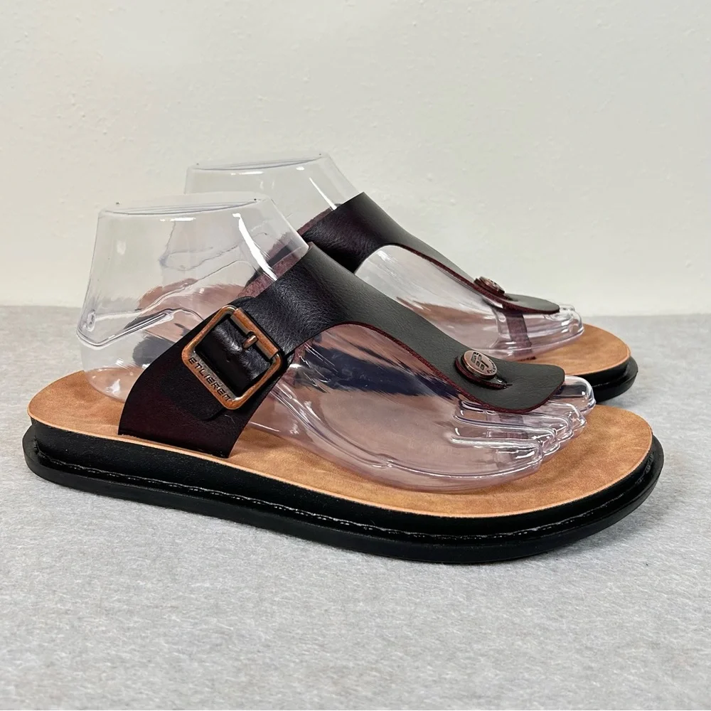 ETLieren Flip-Flops Sandals Men’s Size 6 EU-38 Leather Comfort Dark Brown